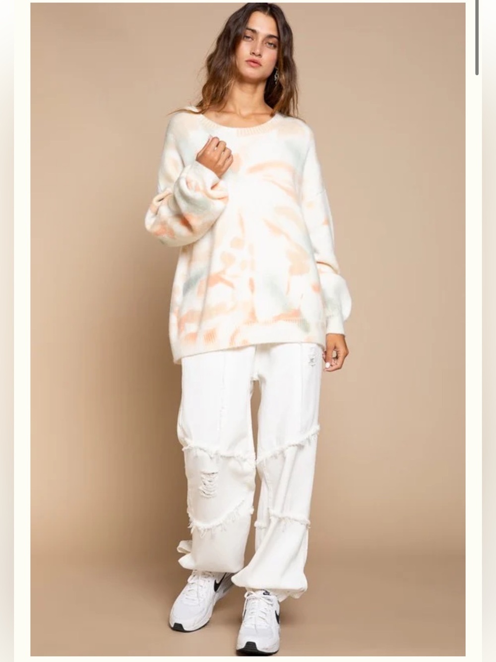 New: POL “Golden Hour” Boho Relaxed  Fit Balloon Sleeve Tie Dye Sweater• Medium - Picture 6 of 8